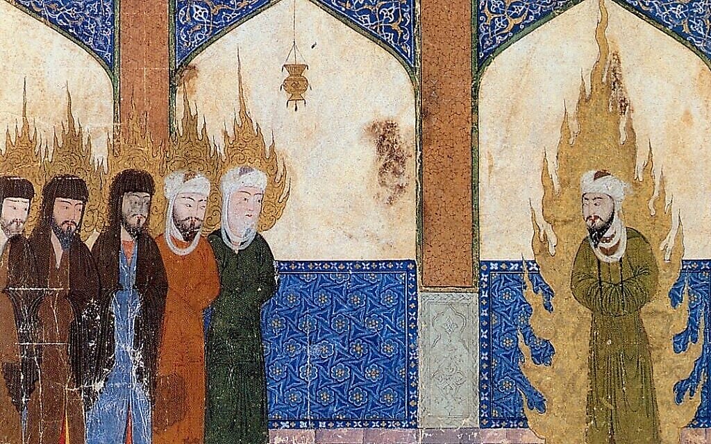 Muhammad leads Abraham, Moses, Jesus and others in prayer. Persian miniature, 15th century. (Public domain)